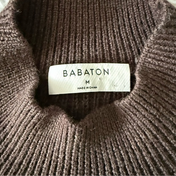 Aritzia Brand Babaton Brown Mock Turtleneck Sleeveless Midi Sweater Dress Size M - Picture 6 of 8